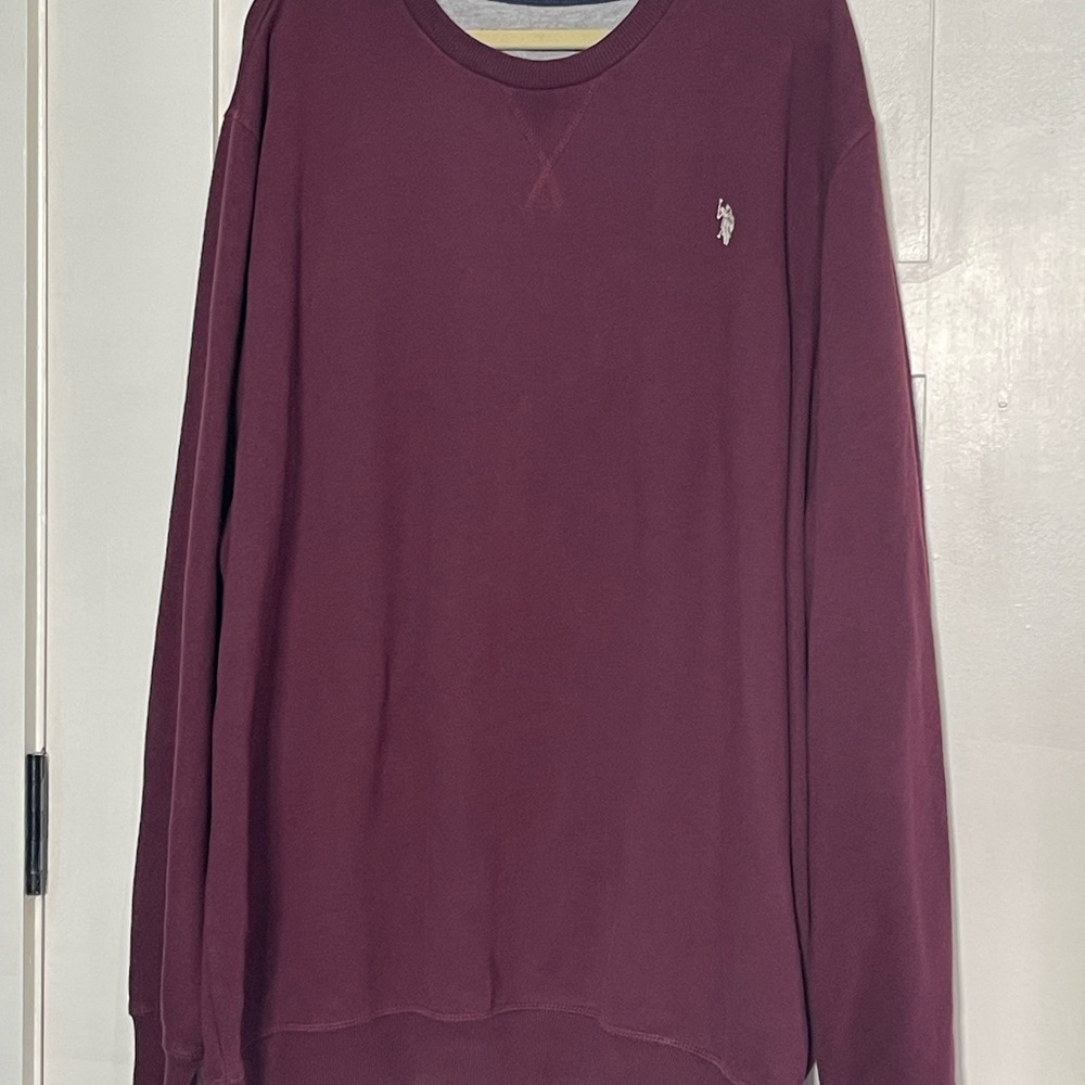 U.S. Polo Assn. Burgundy and Gray Crewneck